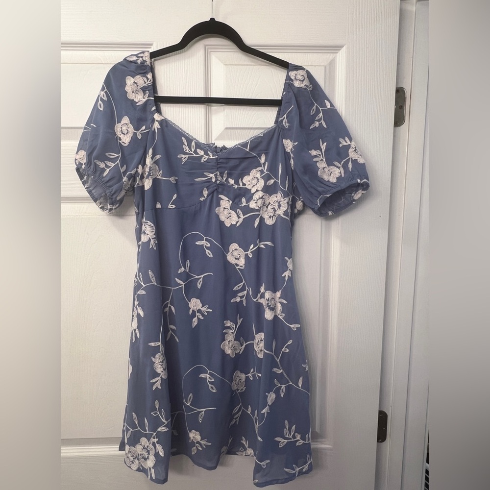 Altar'd State Blue Floral Mini Dress Sz Large